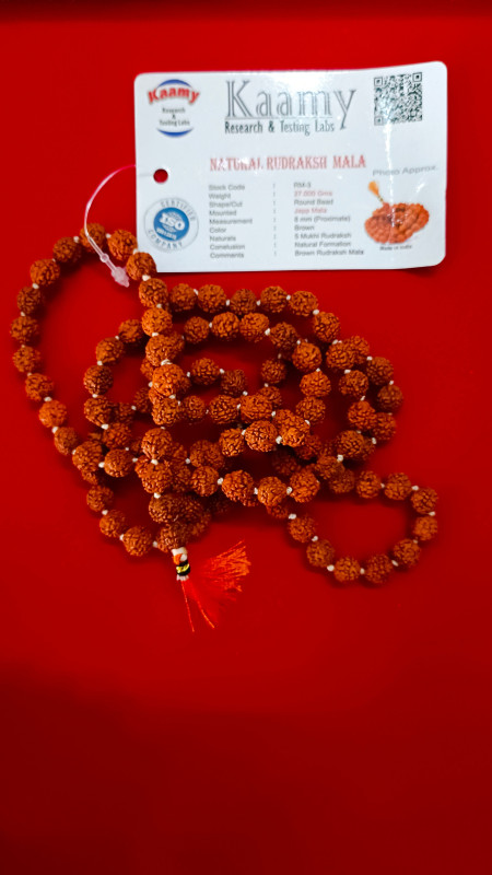 5 Mukhi Rudraksha Mala With Gomukhi Japa Bag