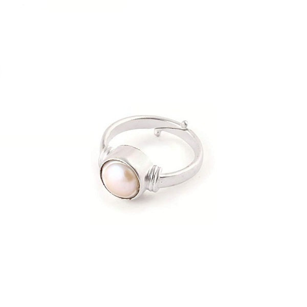 Natural Pearl Stone Ring Certified Adjustable Ring For Unisex