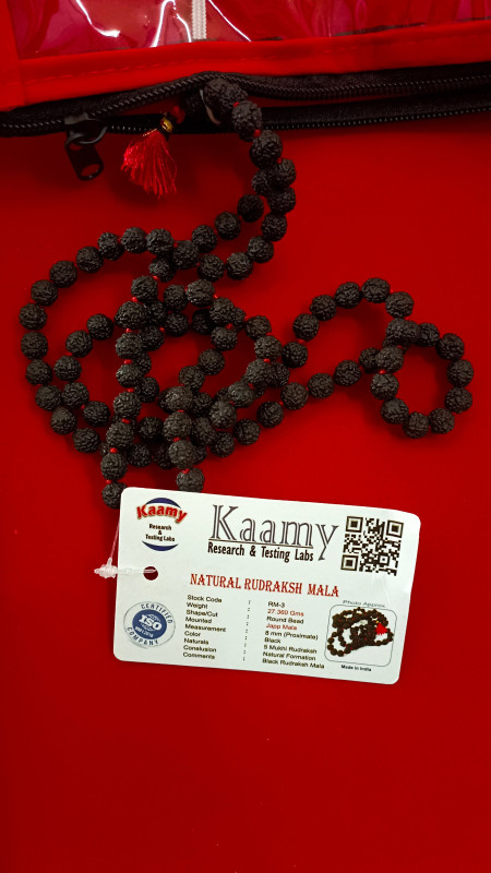 Natural Black 5 Mukhi Rudraksha Mala with 108 Japa Bead