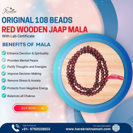 Red Wooden 108 beads Mala