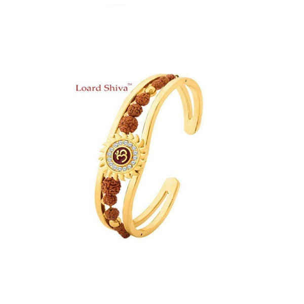 Lord Shiva Faith & Trust Brass Gold Plated Brass Om Mens Kada
